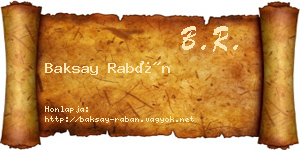 Baksay Rabán névjegykártya
